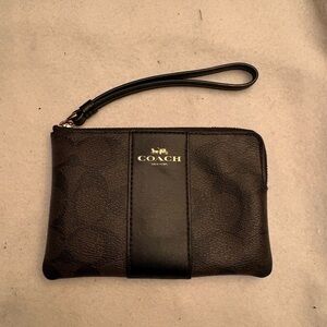 Coach Dark Brown and Black Signature C Wristlet